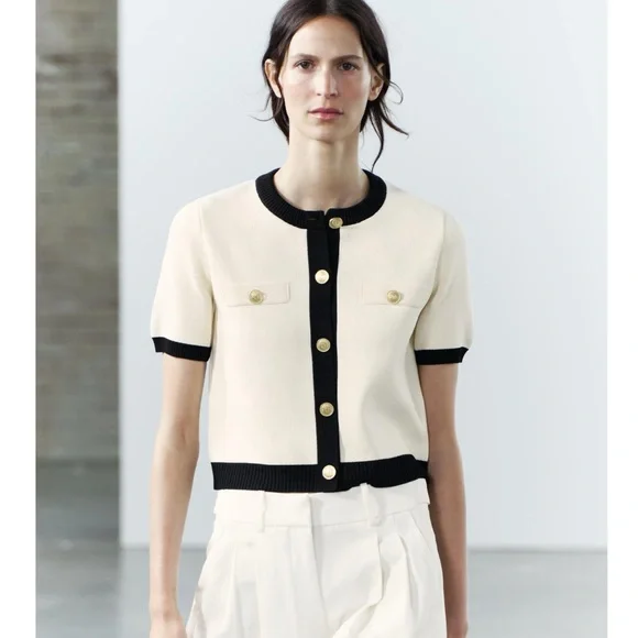 Zara KNIT CARDIGAN WITH SHORT SLEEVES